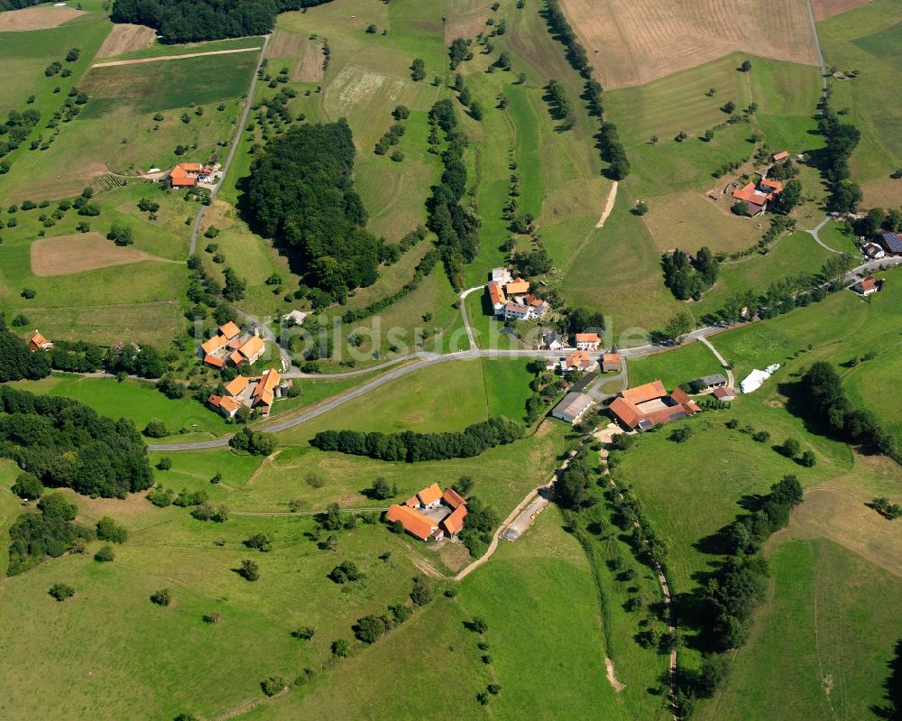 Luftaufnahme Rohrbach - Dorfkern am Feldrand in Rohrbach im Bundesland Hessen, Deutschland