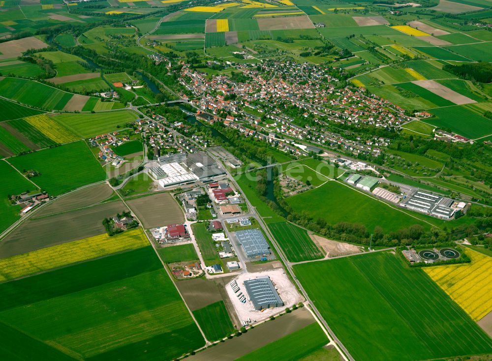 Rottenacker von oben - Dorfkern am Feldrand in Rottenacker im Bundesland Baden-Württemberg, Deutschland