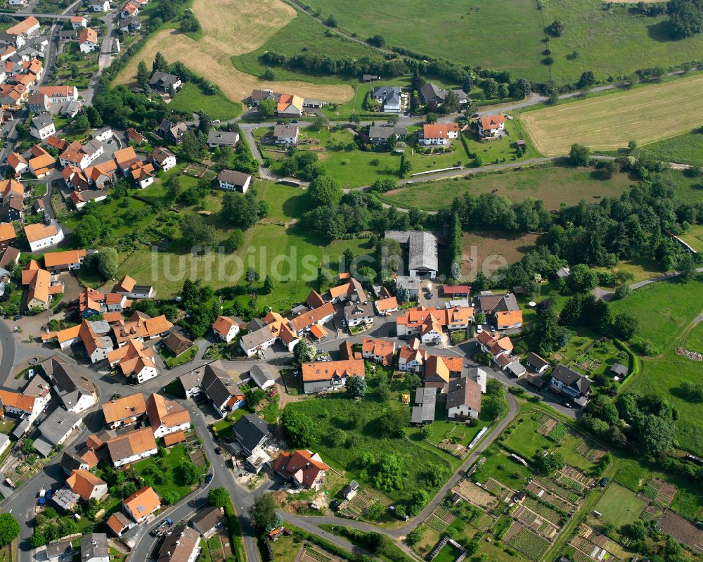 Rudingshain von oben - Dorfkern am Feldrand in Rudingshain im Bundesland Hessen, Deutschland