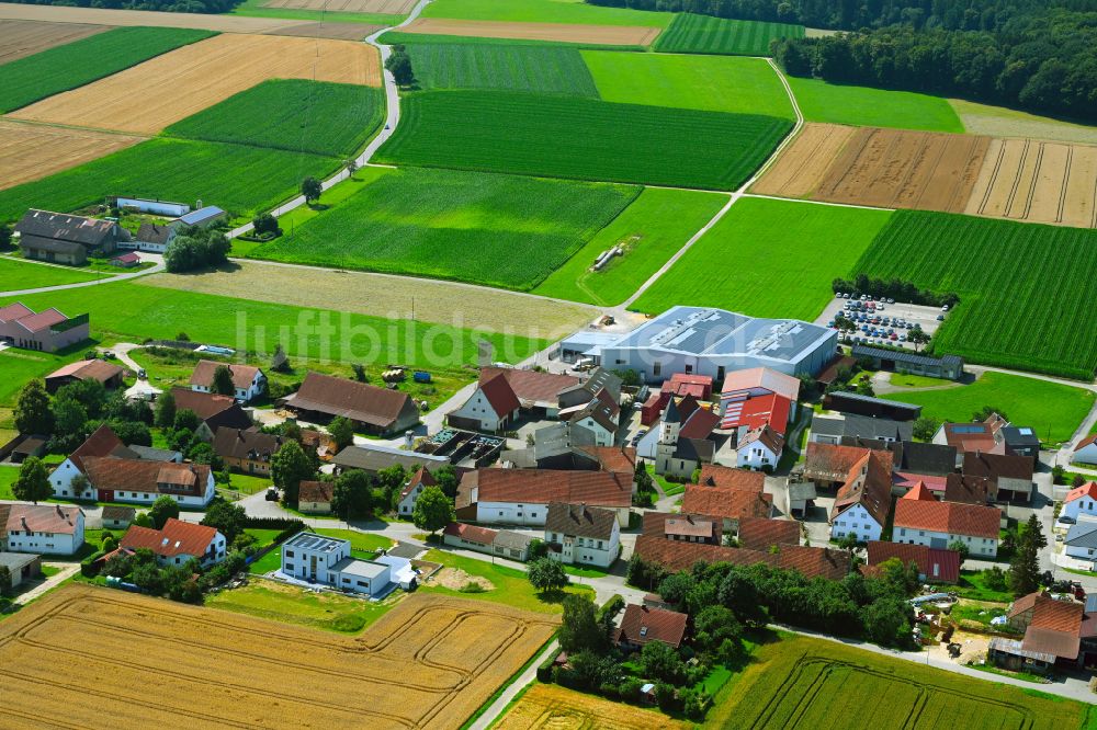 Sachsenhausen von oben - Dorfkern am Feldrand in Sachsenhausen im Bundesland Baden-Württemberg, Deutschland