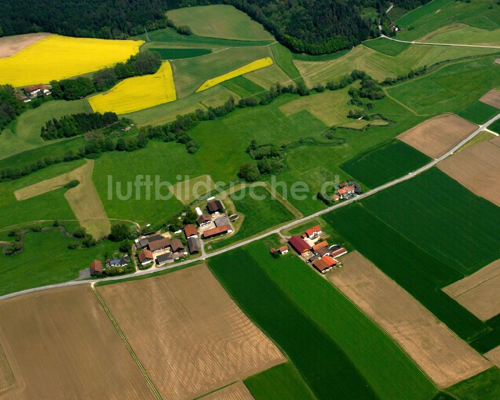 Salksdorf von oben - Dorfkern am Feldrand in Salksdorf im Bundesland Bayern, Deutschland