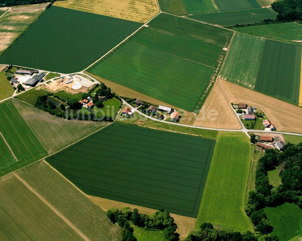 Luftaufnahme Scheften - Dorfkern am Feldrand in Scheften im Bundesland Bayern, Deutschland