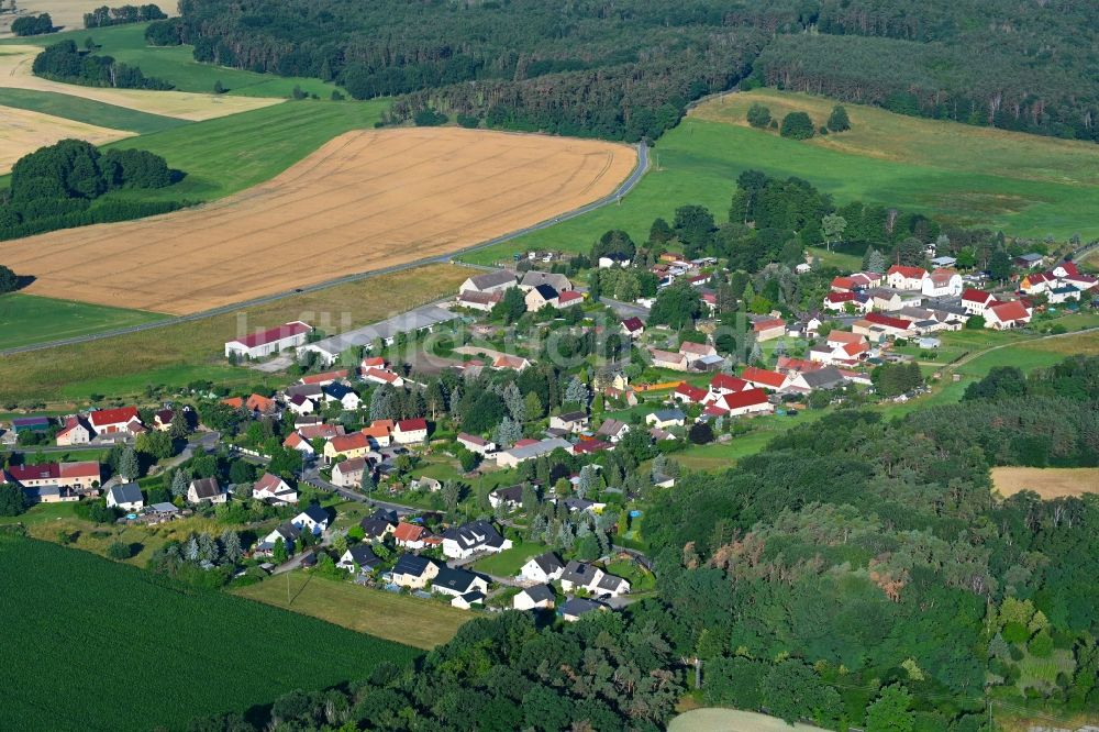 Luftbild Schöna - Dorfkern am Feldrand in Schöna im Bundesland Sachsen, Deutschland