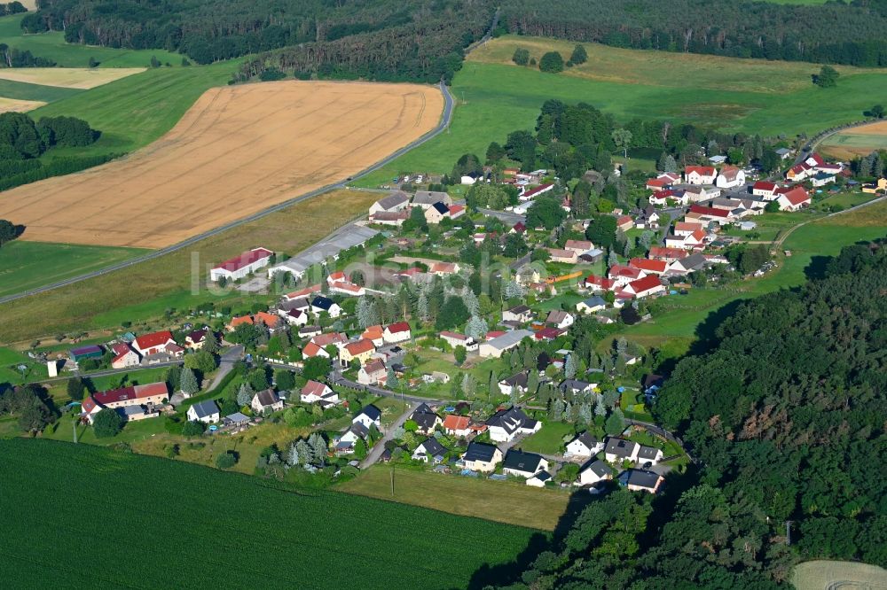 Luftaufnahme Schöna - Dorfkern am Feldrand in Schöna im Bundesland Sachsen, Deutschland