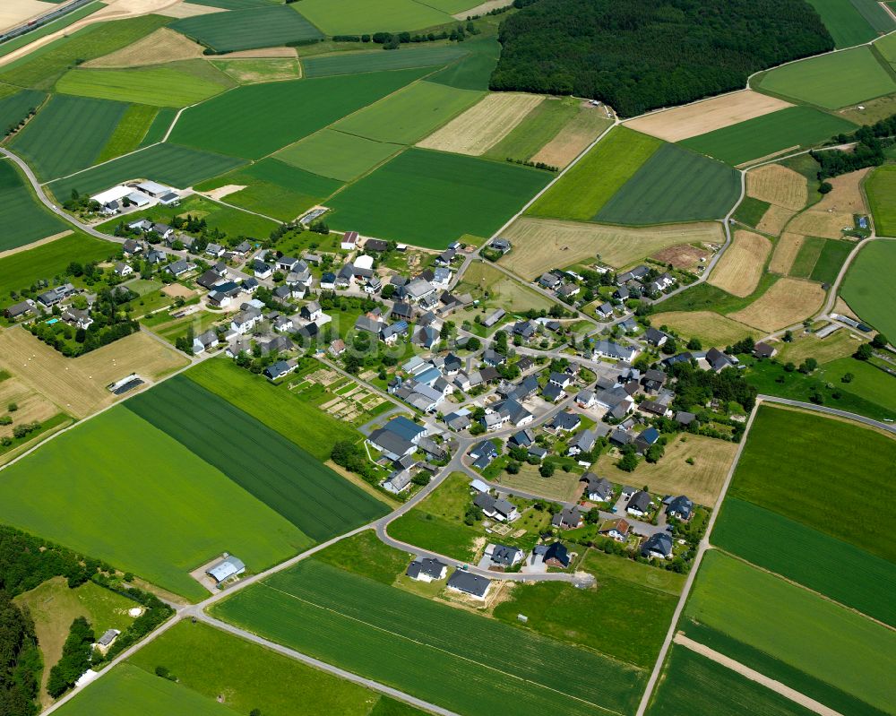 Schönborn aus der Vogelperspektive: Dorfkern am Feldrand in Schönborn im Bundesland Rheinland-Pfalz, Deutschland