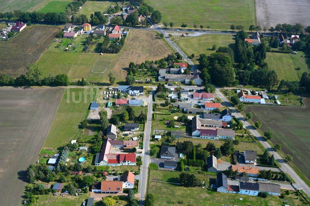 Luftbild Schraden - Dorfkern am Feldrand in Schraden im Bundesland Brandenburg, Deutschland