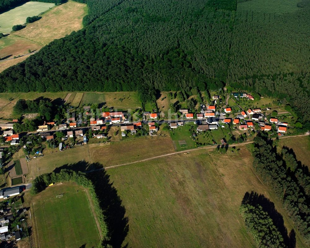 Serno aus der Vogelperspektive: Dorfkern am Feldrand in Serno im Bundesland Sachsen-Anhalt, Deutschland