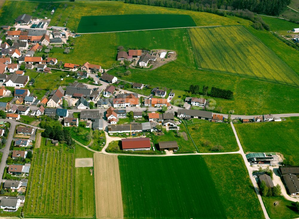 Setzingen aus der Vogelperspektive: Dorfkern am Feldrand in Setzingen im Bundesland Baden-Württemberg, Deutschland