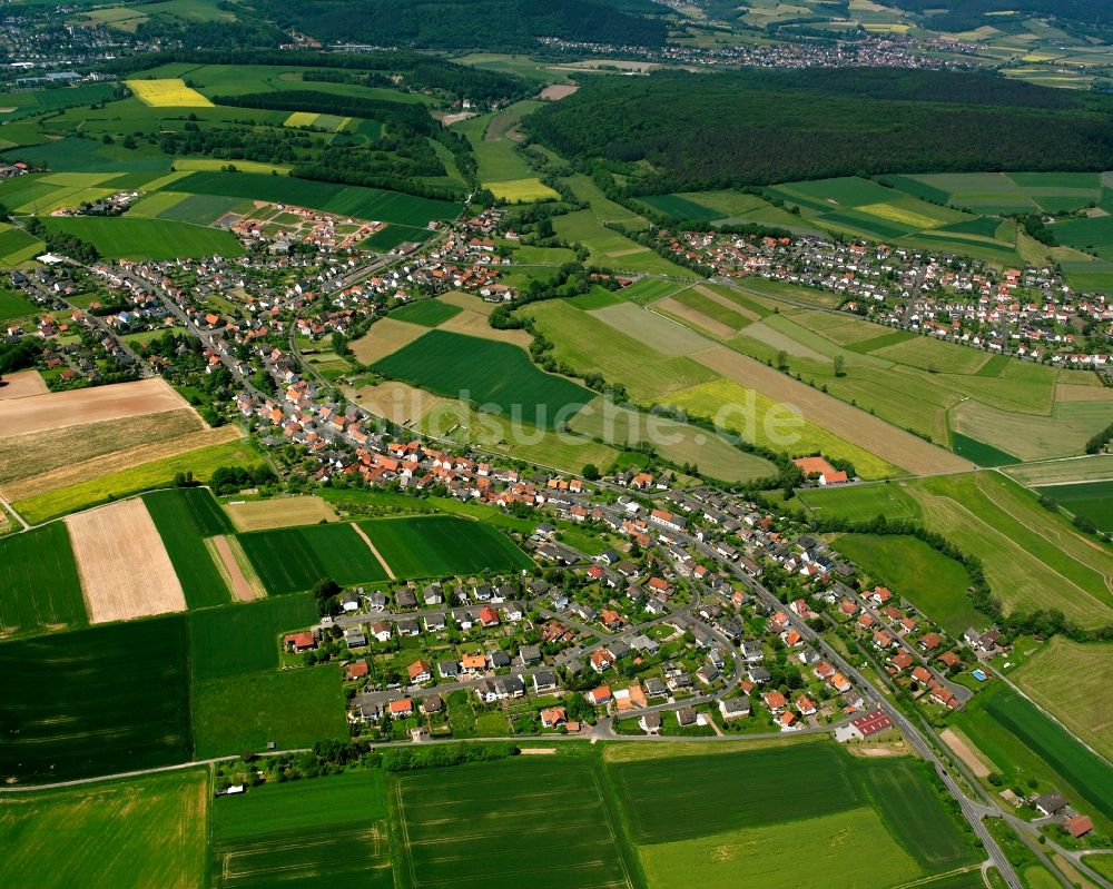 Luftaufnahme Sorga - Dorfkern am Feldrand in Sorga im Bundesland Hessen, Deutschland