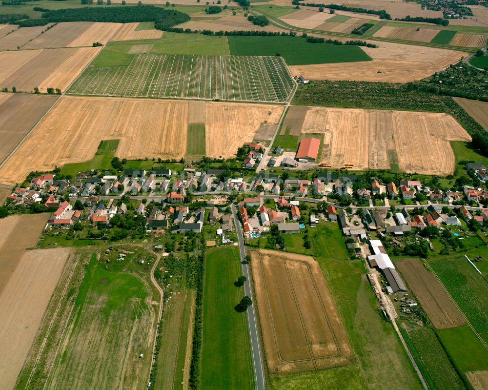 Spansberg aus der Vogelperspektive: Dorfkern am Feldrand in Spansberg im Bundesland Sachsen, Deutschland