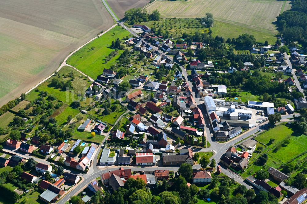 Straach aus der Vogelperspektive: Dorfkern am Feldrand in Straach im Bundesland Sachsen-Anhalt, Deutschland