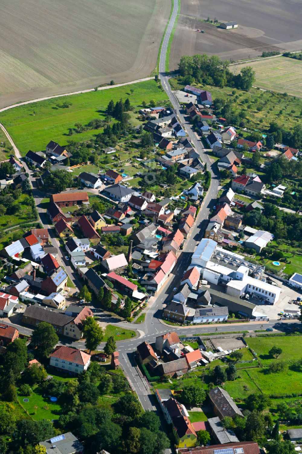 Luftbild Straach - Dorfkern am Feldrand in Straach im Bundesland Sachsen-Anhalt, Deutschland