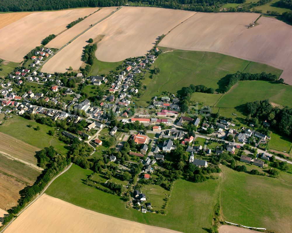 Luftaufnahme Teichwolframsdorf - Dorfkern am Feldrand in Teichwolframsdorf im Bundesland Thüringen, Deutschland