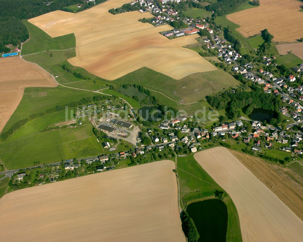 Luftbild Teichwolframsdorf - Dorfkern am Feldrand in Teichwolframsdorf im Bundesland Thüringen, Deutschland