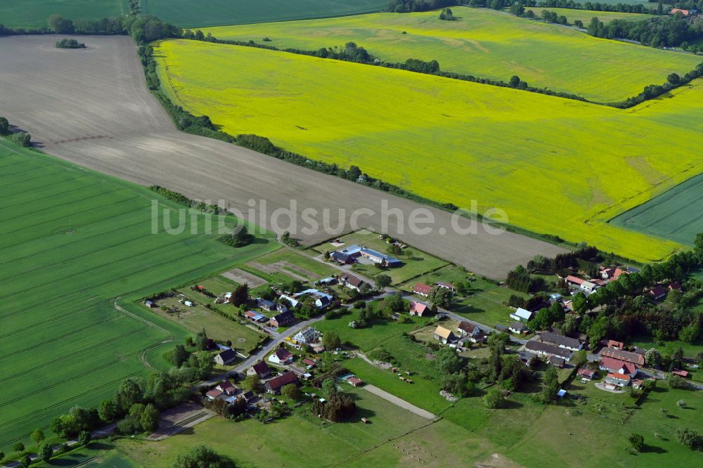 Luftbild Tessenow - Dorfkern am Feldrand in Tessenow im Bundesland Mecklenburg-Vorpommern, Deutschland