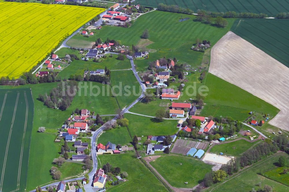 Tetta aus der Vogelperspektive: Dorfkern am Feldrand in Tetta im Bundesland Sachsen, Deutschland