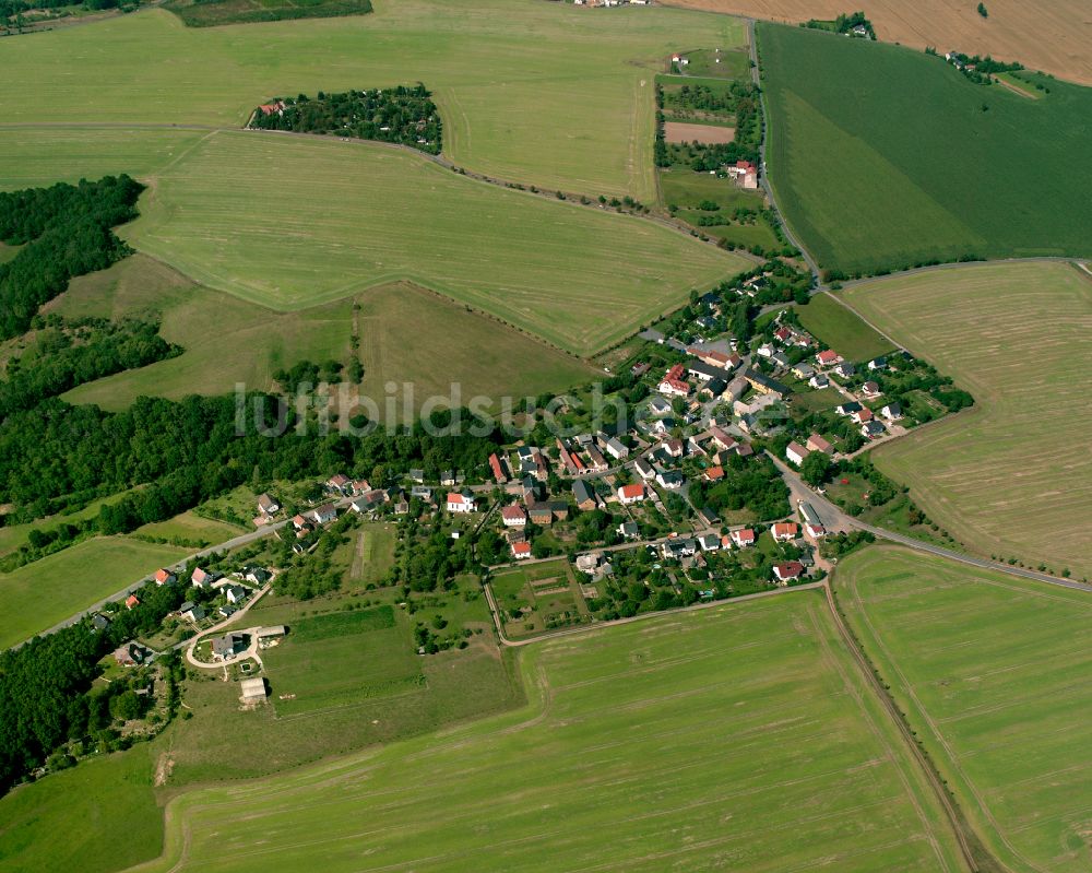 Luftaufnahme Thränitz - Dorfkern am Feldrand in Thränitz im Bundesland Thüringen, Deutschland