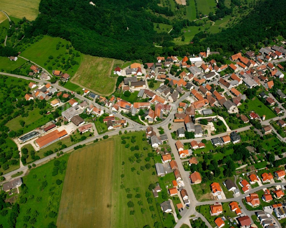 Luftaufnahme Türkheim - Dorfkern am Feldrand in Türkheim im Bundesland Baden-Württemberg, Deutschland