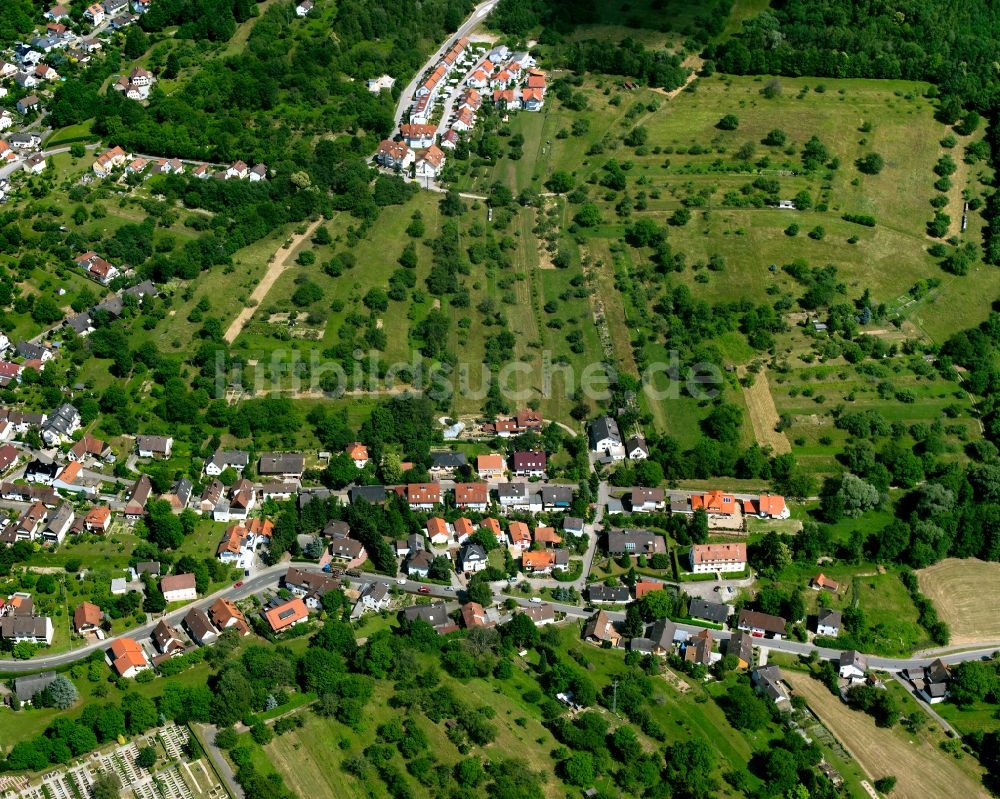 Luftaufnahme Völkersbach - Dorfkern am Feldrand in Völkersbach im Bundesland Baden-Württemberg, Deutschland