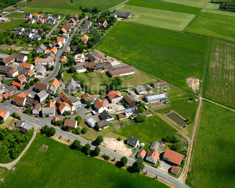 Luftbild Wahlen - Dorfkern am Feldrand in Wahlen im Bundesland Hessen, Deutschland