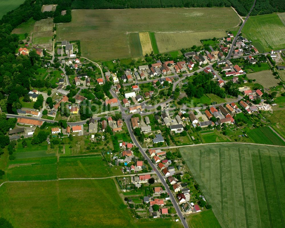 Walda aus der Vogelperspektive: Dorfkern am Feldrand in Walda im Bundesland Sachsen, Deutschland