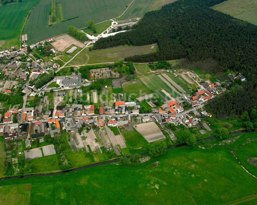 Walternienburg aus der Vogelperspektive: Dorfkern am Feldrand in Walternienburg im Bundesland Sachsen-Anhalt, Deutschland