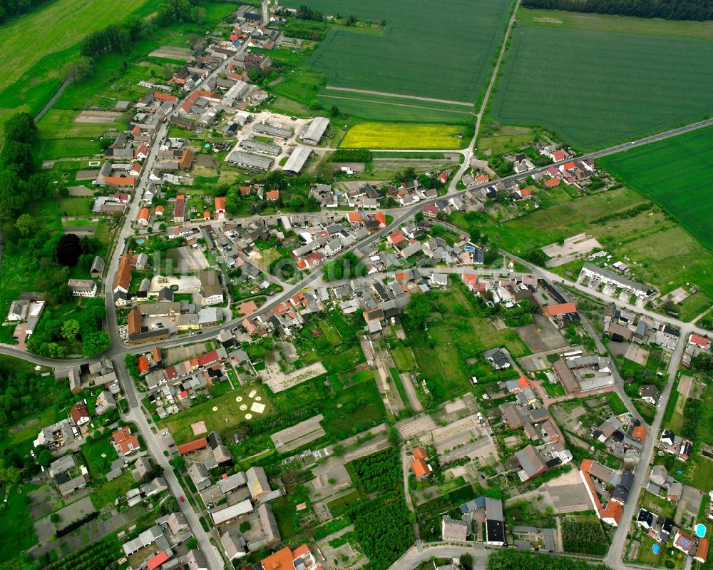 Walternienburg von oben - Dorfkern am Feldrand in Walternienburg im Bundesland Sachsen-Anhalt, Deutschland