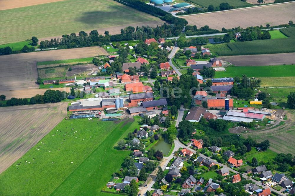 Luftaufnahme Wangelau - Dorfkern am Feldrand in Wangelau im Bundesland Schleswig-Holstein, Deutschland