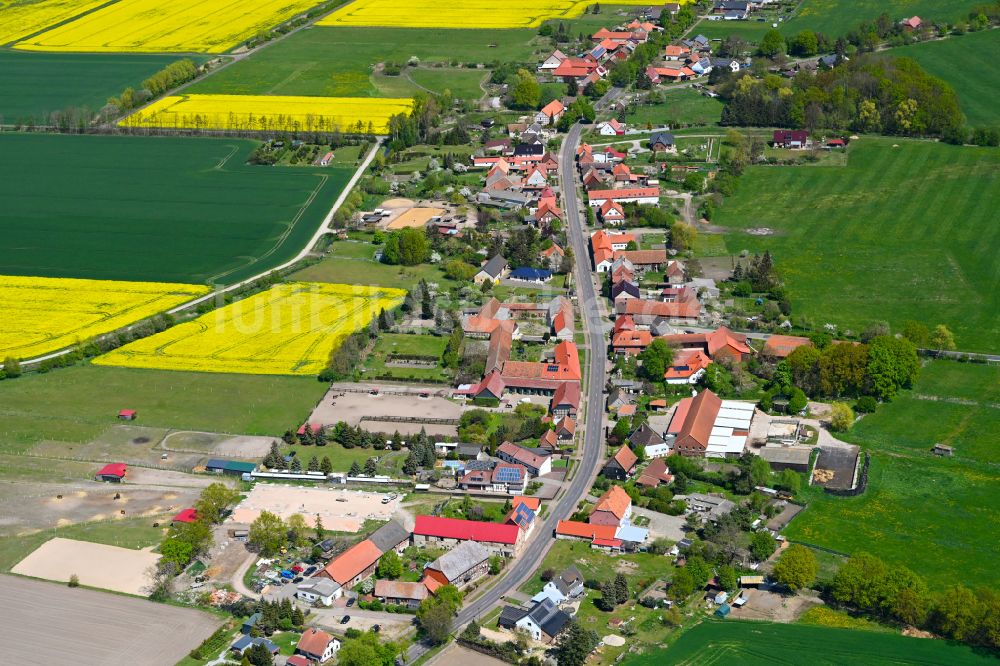 Weddendorf von oben - Dorfkern am Feldrand in Weddendorf im Bundesland Sachsen-Anhalt, Deutschland