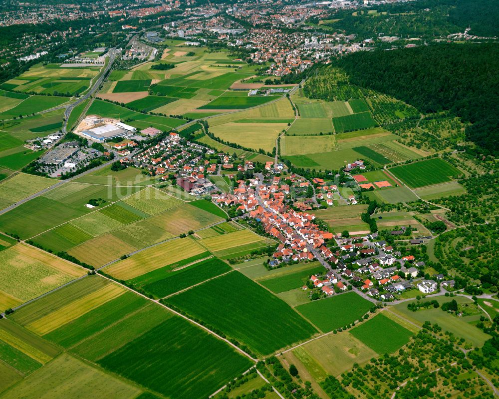 Luftaufnahme Weilheim - Dorfkern am Feldrand in Weilheim im Bundesland Baden-Württemberg, Deutschland