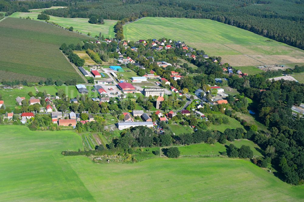 Luftbild Wesendahl - Dorfkern am Feldrand in Wesendahl im Bundesland Brandenburg, Deutschland