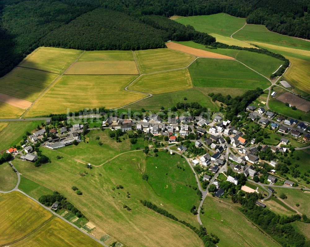 Wickenrodt aus der Vogelperspektive: Dorfkern am Feldrand in Wickenrodt im Bundesland Rheinland-Pfalz, Deutschland