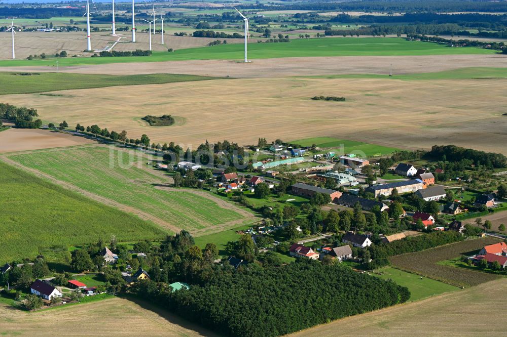 Wilhelmshof von oben - Dorfkern am Feldrand in Wilhelmshof im Bundesland Brandenburg, Deutschland