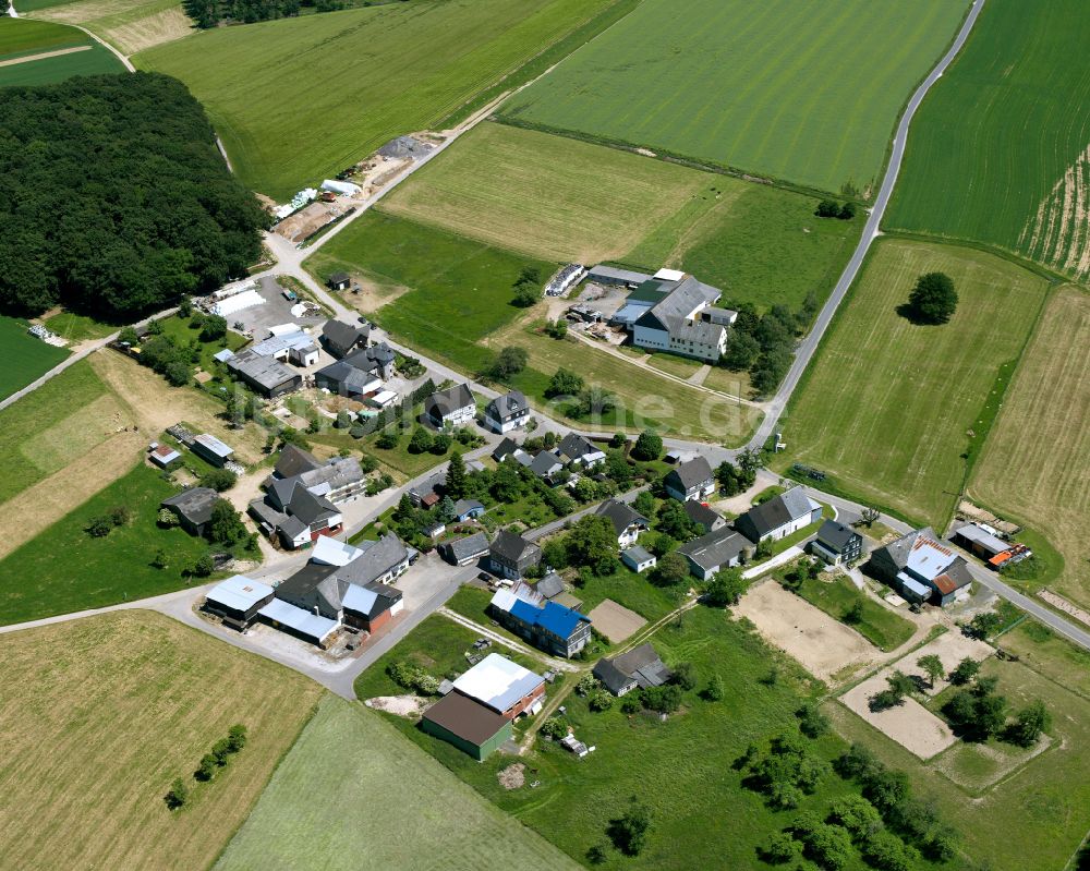 Wimmersbacherhof von oben - Dorfkern am Feldrand in Wimmersbacherhof im Bundesland Rheinland-Pfalz, Deutschland