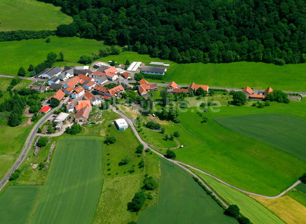 Wingertsweilerhof von oben - Dorfkern am Feldrand in Wingertsweilerhof im Bundesland Rheinland-Pfalz, Deutschland