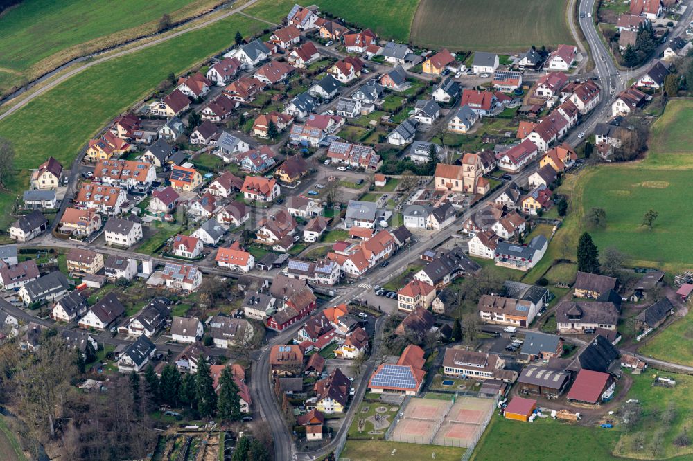 Luftbild Wittelbach - Dorfkern am Feldrand in Wittelbach im Bundesland Baden-Württemberg, Deutschland