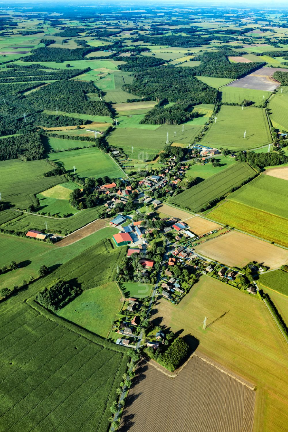 Luftaufnahme Wohlerst - Dorfkern am Feldrand in Wohlerst im Bundesland Niedersachsen, Deutschland