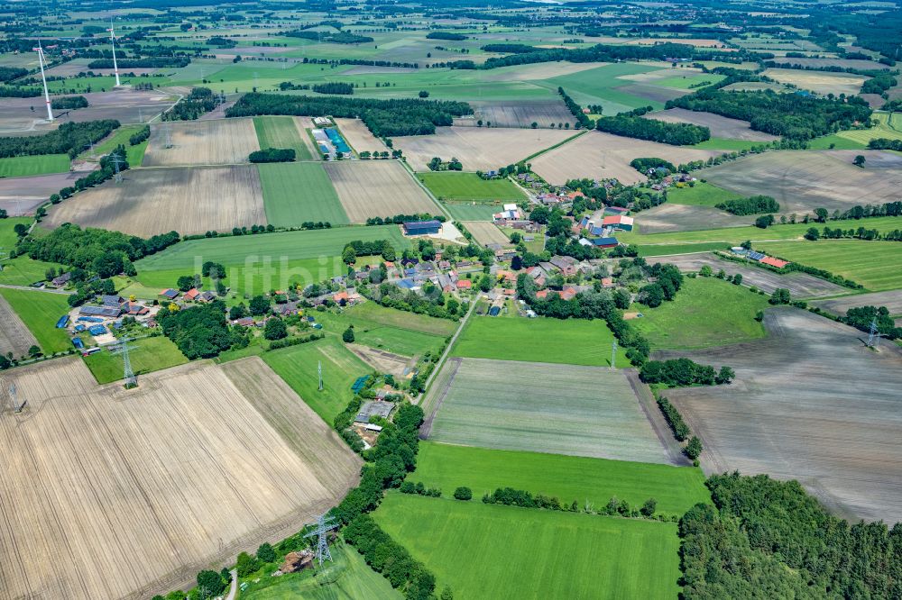 Wohlerst aus der Vogelperspektive: Dorfkern am Feldrand in Wohlerst im Bundesland Niedersachsen, Deutschland