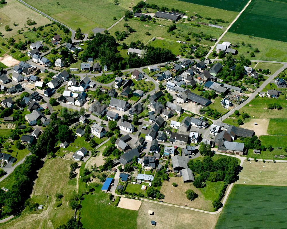 Womrath von oben - Dorfkern am Feldrand in Womrath im Bundesland Rheinland-Pfalz, Deutschland