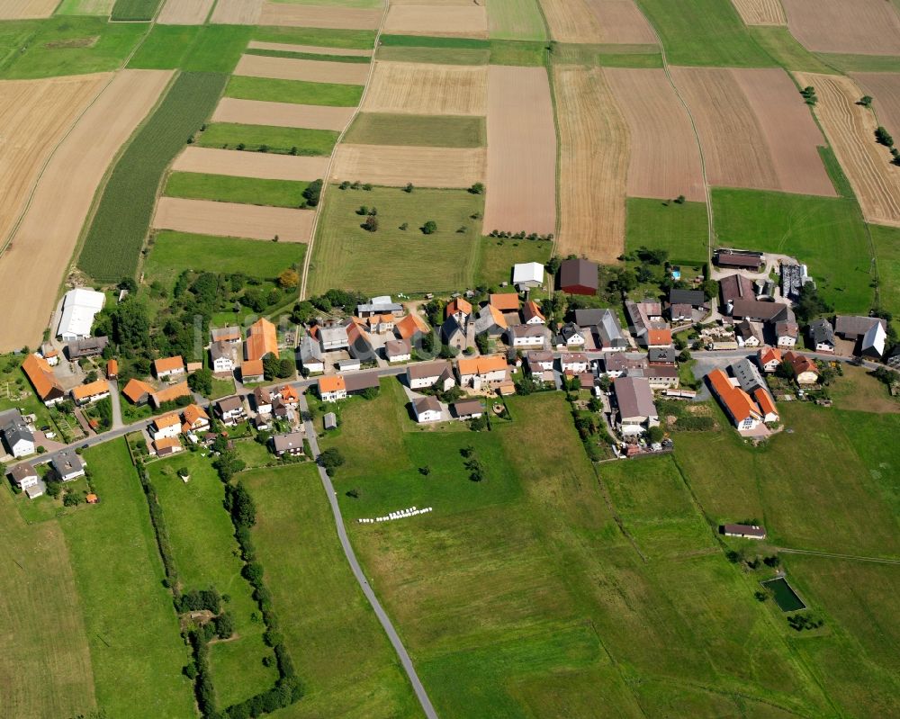 Luftbild Würzberg - Dorfkern am Feldrand in Würzberg im Bundesland Hessen, Deutschland