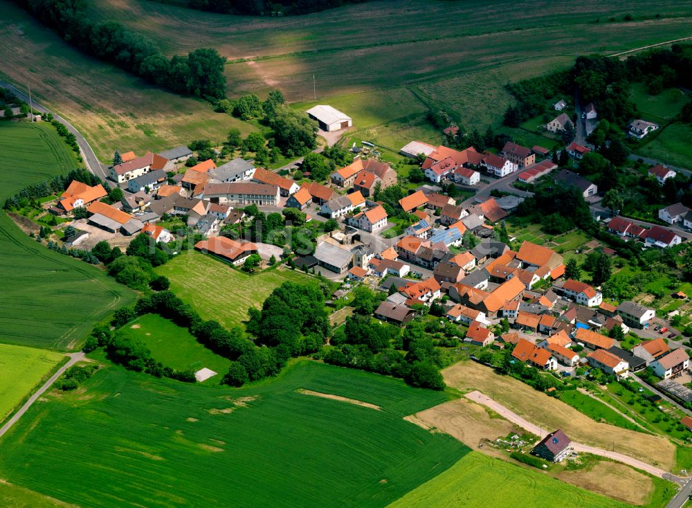 Würzweiler aus der Vogelperspektive: Dorfkern am Feldrand in Würzweiler im Bundesland Rheinland-Pfalz, Deutschland