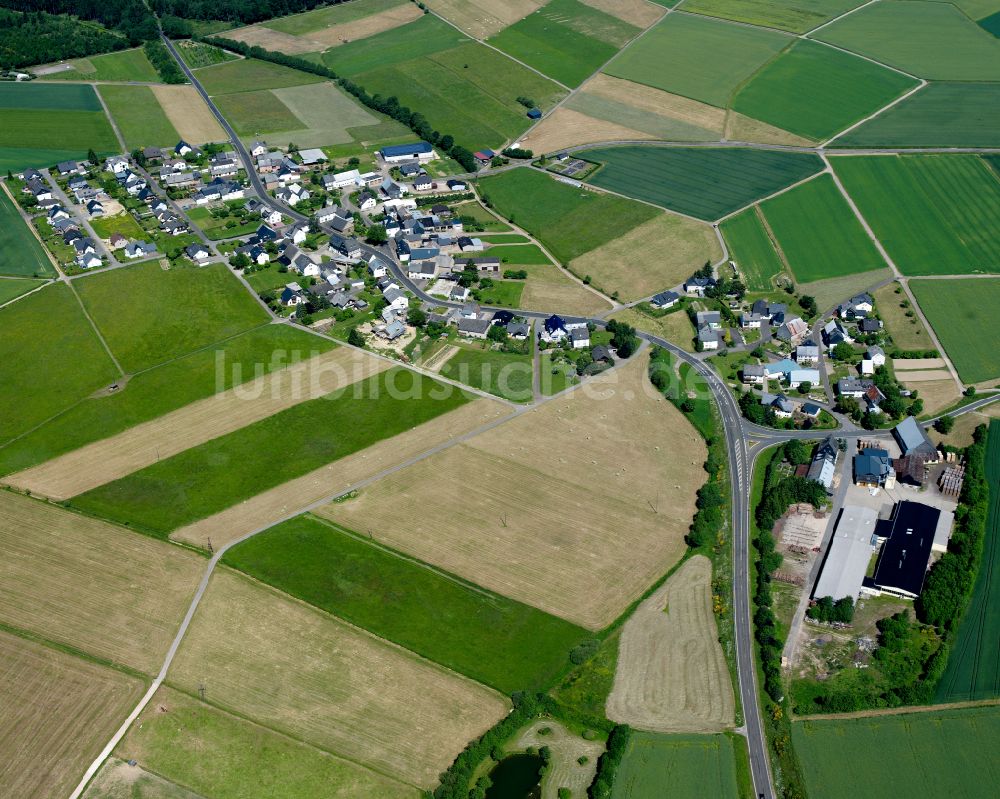 Luftaufnahme Wüschheim - Dorfkern am Feldrand in Wüschheim im Bundesland Rheinland-Pfalz, Deutschland