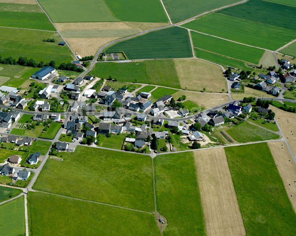 Wüschheim von oben - Dorfkern am Feldrand in Wüschheim im Bundesland Rheinland-Pfalz, Deutschland