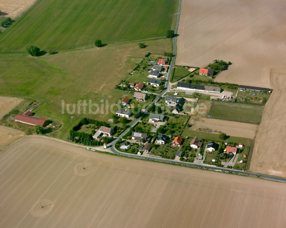 Wüstenhain aus der Vogelperspektive: Dorfkern am Feldrand in Wüstenhain im Bundesland Thüringen, Deutschland