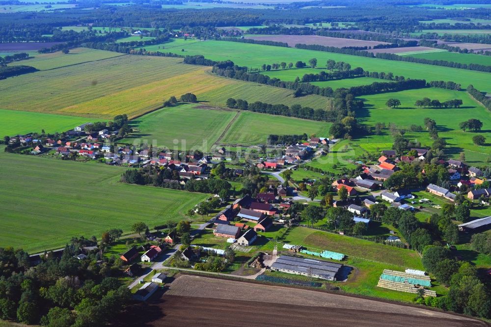 Luftaufnahme Wulfsahl - Dorfkern am Feldrand in Wulfsahl im Bundesland Mecklenburg-Vorpommern, Deutschland