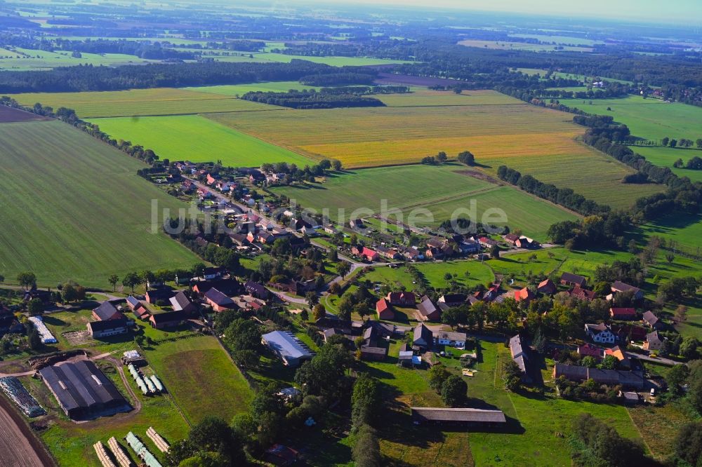 Wulfsahl aus der Vogelperspektive: Dorfkern am Feldrand in Wulfsahl im Bundesland Mecklenburg-Vorpommern, Deutschland