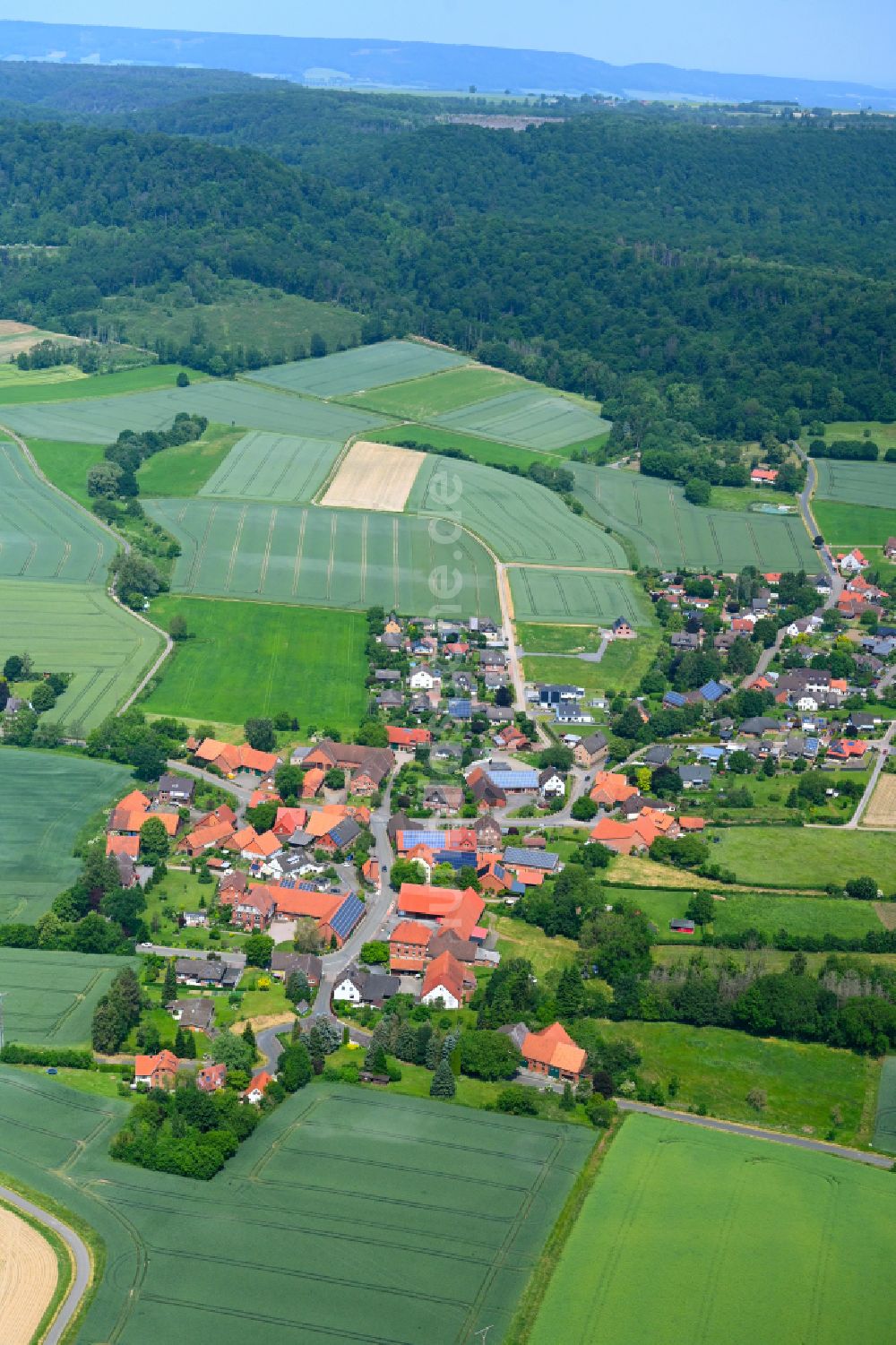 Zersen aus der Vogelperspektive: Dorfkern am Feldrand in Zersen im Bundesland Niedersachsen, Deutschland