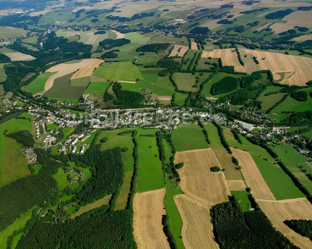 Luftaufnahme Zethau - Dorfkern am Feldrand in Zethau im Bundesland Sachsen, Deutschland