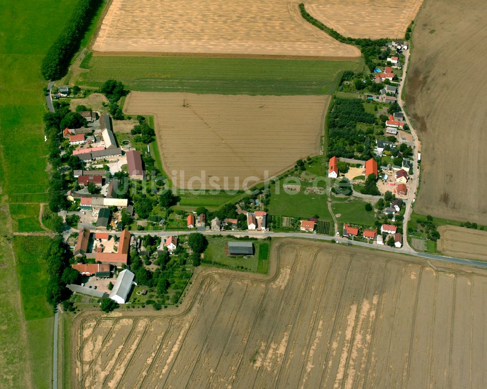 Zschepa von oben - Dorfkern am Feldrand in Zschepa im Bundesland Sachsen, Deutschland