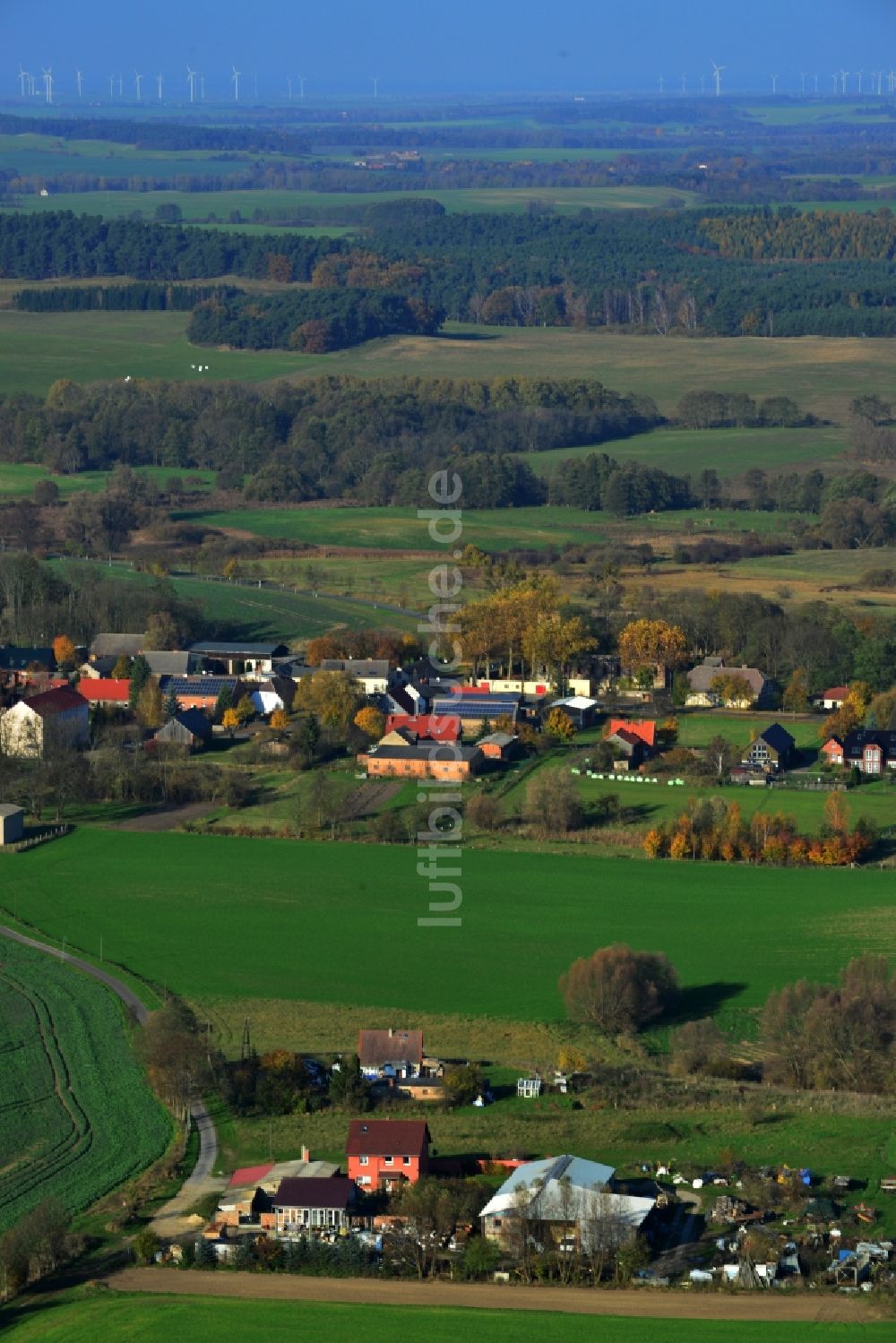 Flieth-Stegelitz aus der Vogelperspektive: Dorfkern Flieth-Stegelitz im Bundesland Brandenburg